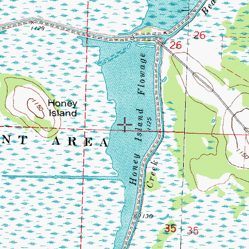Topographic Map of Honey Island Flowage, WI
