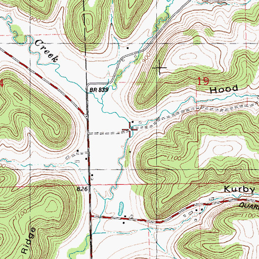 Topographic Map of Hood Hollow, WI