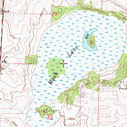 Topographic Map of Hook Lake, WI