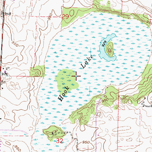 Topographic Map of Hook Lake, WI