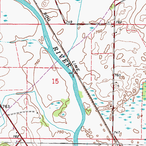 Topographic Map of Hoosier Creek, WI