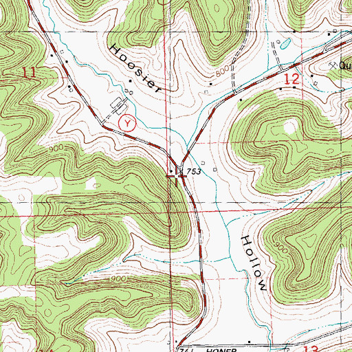 Topographic Map of Hoosier Hollow School (historical), WI
