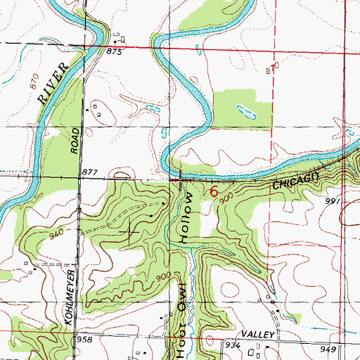 Topographic Map of Hoot Owl Hollow, WI