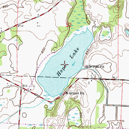 Topographic Map of Hope Lake, WI