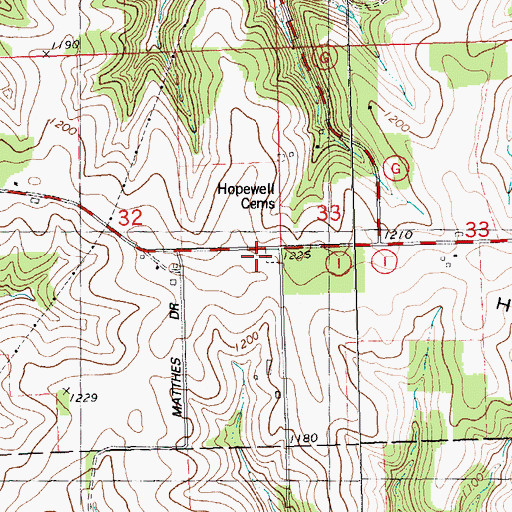 Topographic Map of Hopewell Cemetery, WI