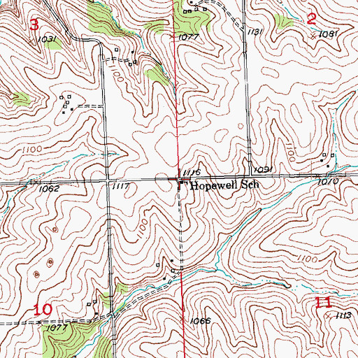 Topographic Map of Hopewell School, WI