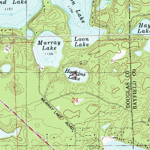 Topographic Map of Hopkins Lake, WI
