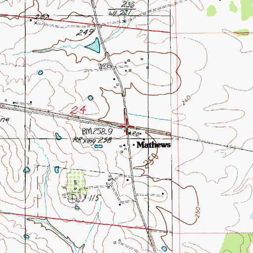 Topographic Map of Mathews, AL