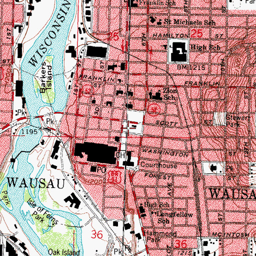 Topographic Map of Horace Mann School (historical), WI