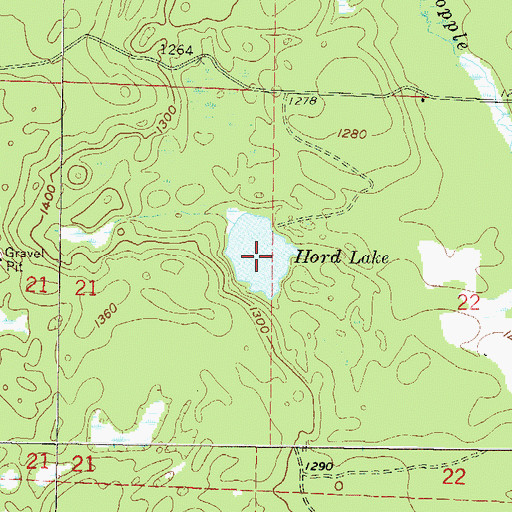 Topographic Map of Hord Lake, WI