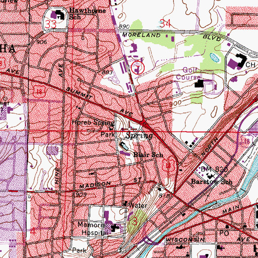 Topographic Map of Horeb Spring Park, WI