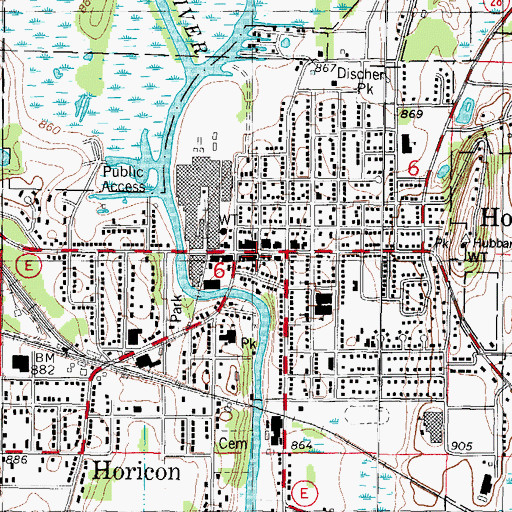 Topographic Map of Horicon, WI