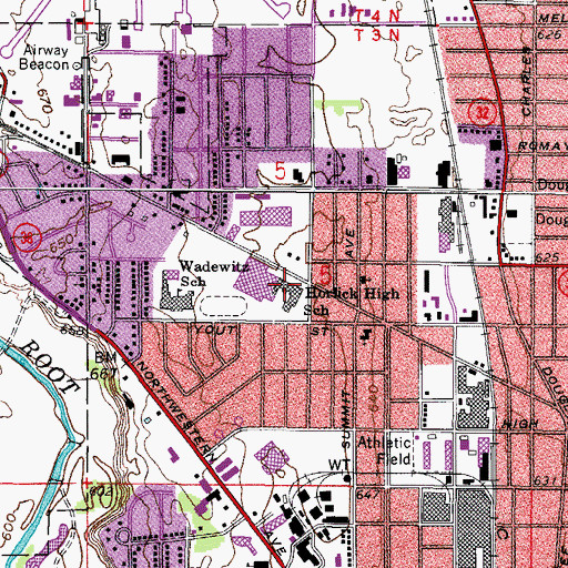 Topographic Map of Horlick High School, WI