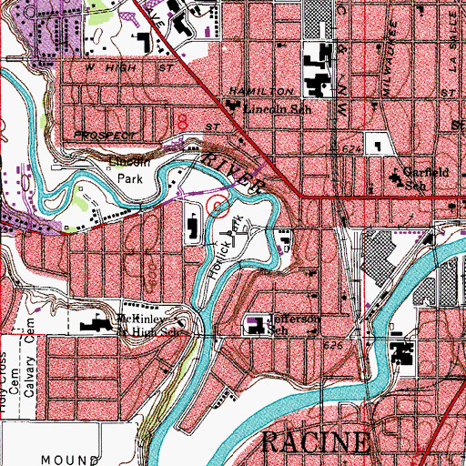 Topographic Map of Horlick Park, WI