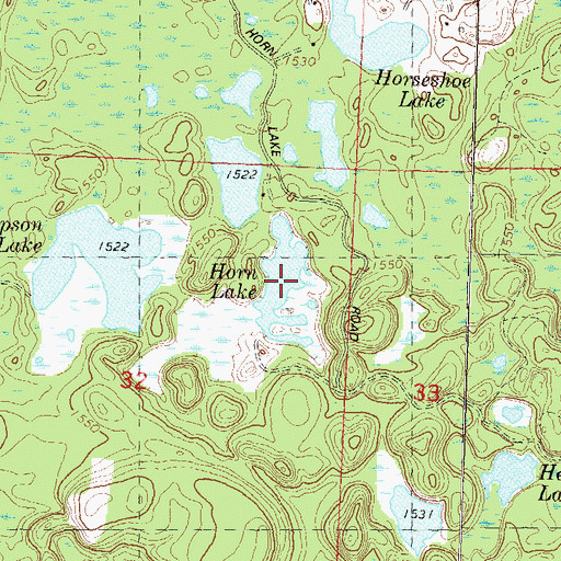 Topographic Map of Horn Lake, WI