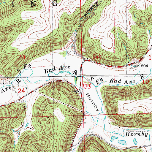 Topographic Map of Hornby Hollow, WI