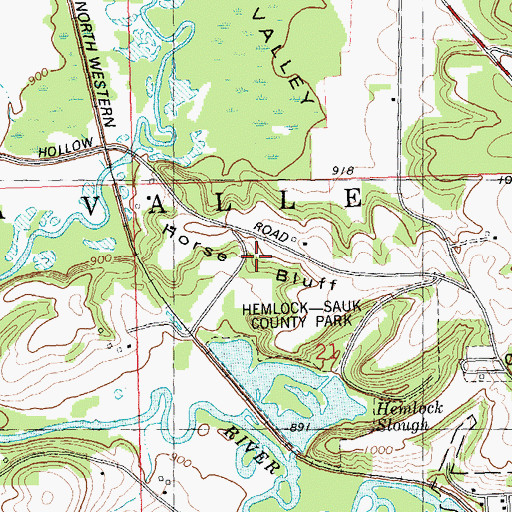 Topographic Map of Horse Bluff, WI