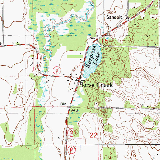 Topographic Map of Horse Creek, WI