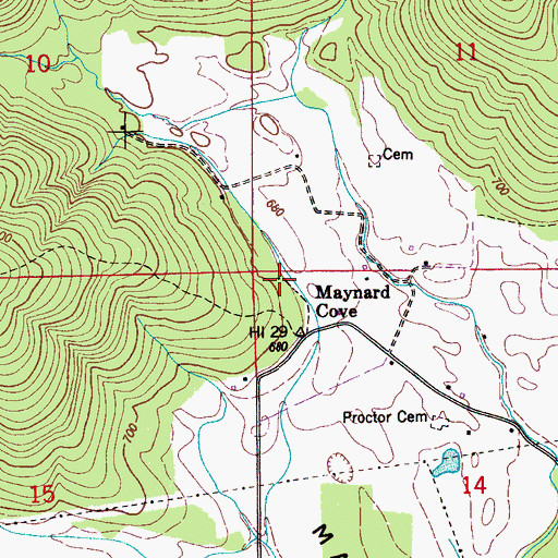 Topographic Map of Maynard Cove, AL