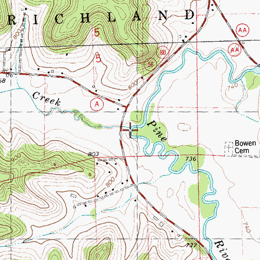 Topographic Map of Horse Creek, WI