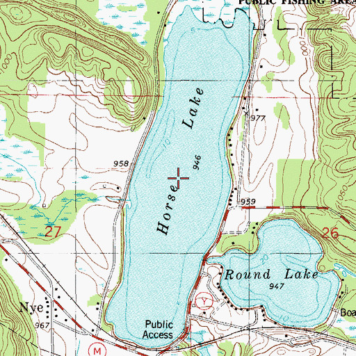 Topographic Map of Horse Lake, WI