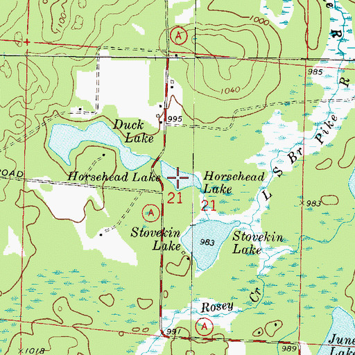 Topographic Map of Horsehead Lake, WI