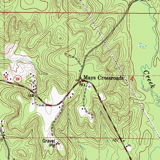 Topographic Map of Mays Crossroads, AL