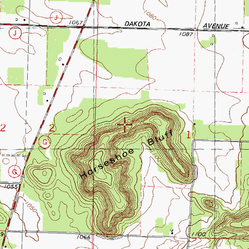 Topographic Map of Horseshoe Bluff, WI