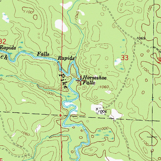 Topographic Map of Horseshoe Falls, WI