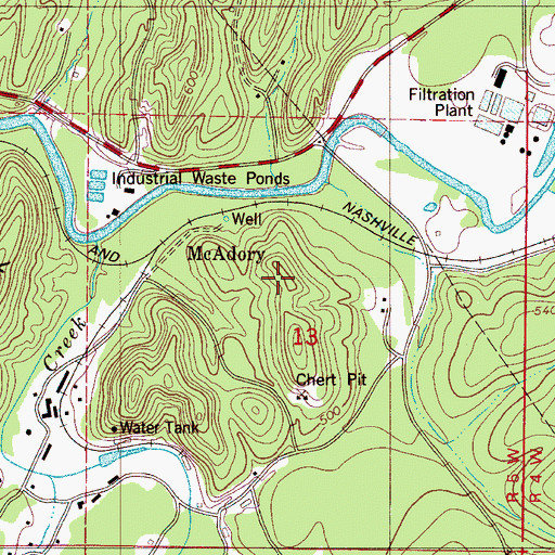 Topographic Map of McAdory, AL