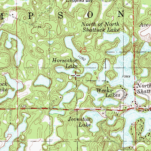 Topographic Map of Horseshoe Lake, WI