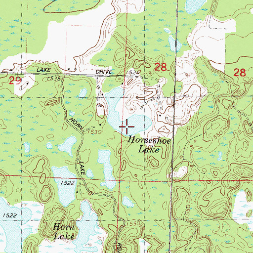 Topographic Map of Horseshoe Lake, WI