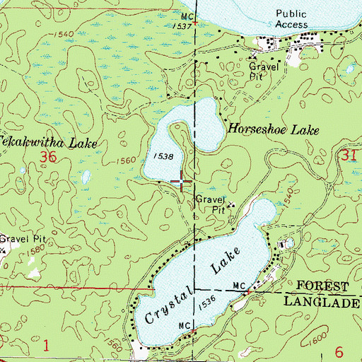 Topographic Map of Horseshoe Lake, WI