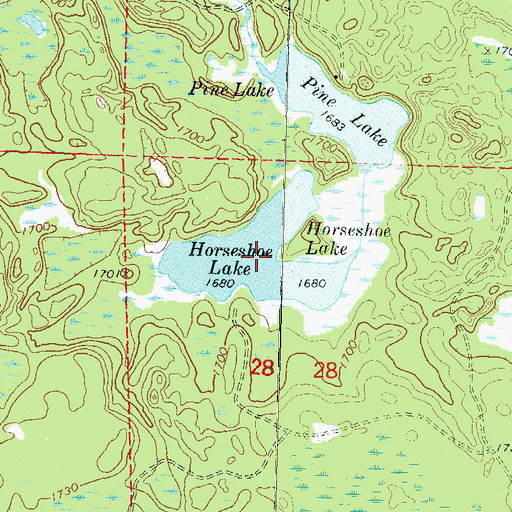 Topographic Map of Horseshoe Lake, WI