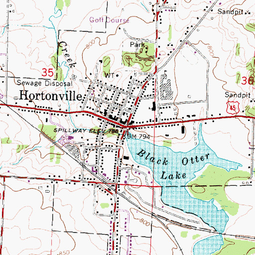 Topographic Map of Hortonville, WI