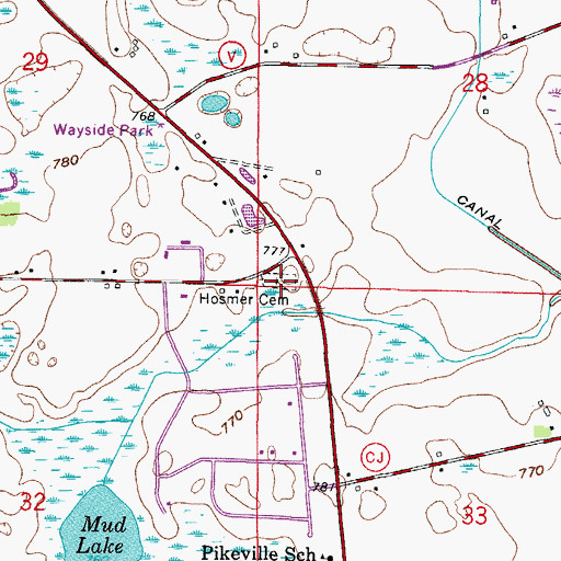 Topographic Map of Hosmer Cemetery, WI