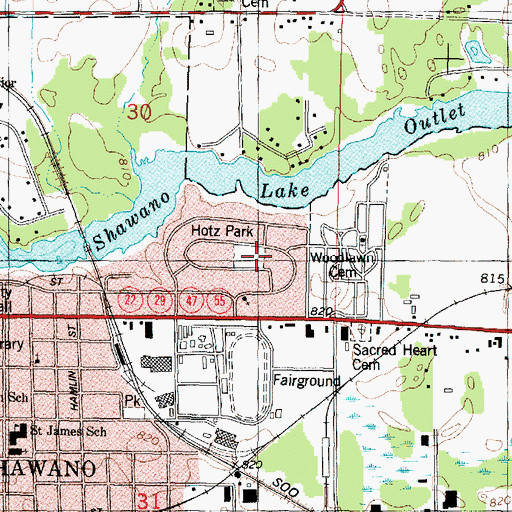 Topographic Map of Hotz Park, WI