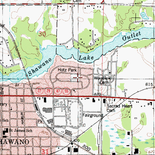 Topographic Map of Hotz Park, WI