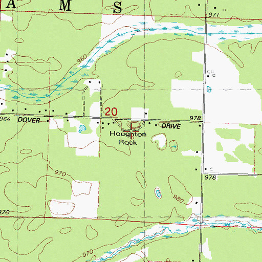 Topographic Map of Houghton Rock, WI