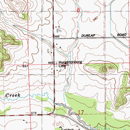 Topographic Map of Houghtonburg Cemetery, WI