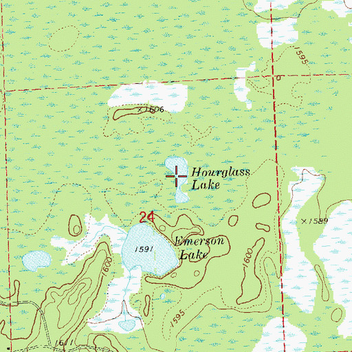Topographic Map of Hourglass Lake, WI