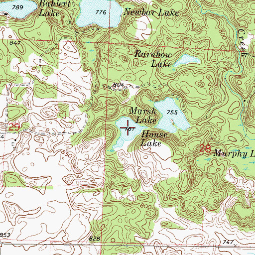 Topographic Map of House Lake, WI