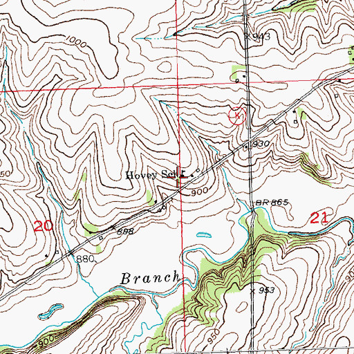 Topographic Map of Hovey School, WI