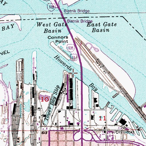 Topographic Map of Howards Bay, WI