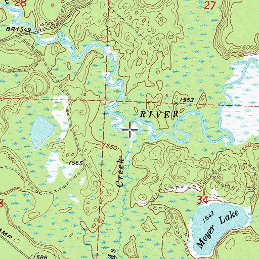 Topographic Map of Howards Creek, WI