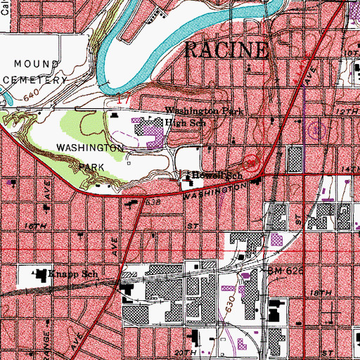 Topographic Map of Howell School, WI