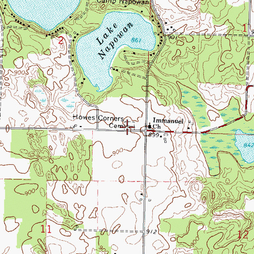 Topographic Map of Howes Corners Cemetery, WI