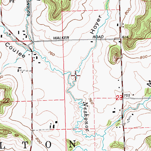 Topographic Map of Hoyer Coulee, WI