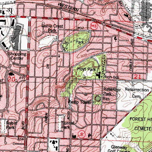 Topographic Map of Hoyt Park, WI