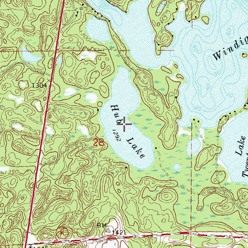 Topographic Map of Hub Lake, WI